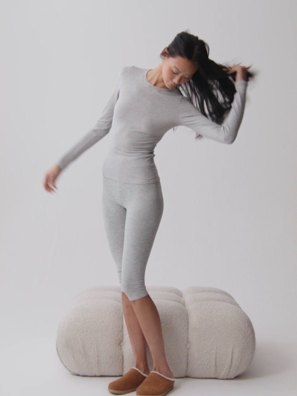 Alo Yoga Washed Alosoft High-Waist Iconic 90's Capri S Grey